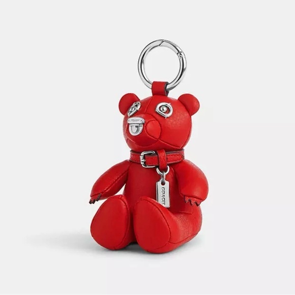 Coach Red Leather Bear Bag Charm Collectable Style CP369 - Picture 1 of 11